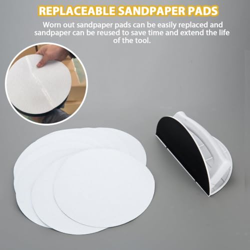 Right Angle Semi-Circular Angle Sanding Tool, Multi-Functional Semi-Round Corner Sandpaper, Self-Adhesive Handheld Micro Detail Sander, 3pcs Sandpaper for Wall