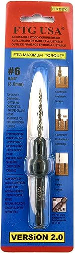 FTG USA #6 (9/64") Countersink Drill Bit for Wood with Tapered Drill Bit - size: #6, style: w/o Depth Stop