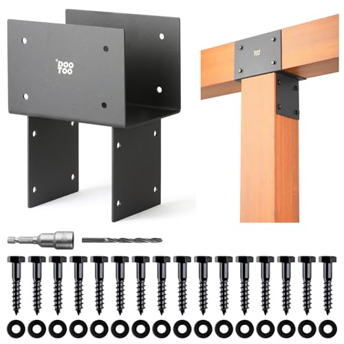 Stainless Steel Pergola Brackets, 6x6(Actual 5.5"x5.5") Post to Beam Bracket, Heavy Duty Post Cap Tie Bracket for Gazebos, Decks and Porches(2pcs-Black) - size: 6x6 (Actual Post 5.5"x5.5", Beams 5.5"x5.5")
