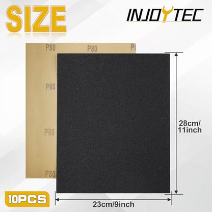 10PCS Hand Abrasive Sanding Sheets Premium Sand Paper 80 Grit Sandings Sheets 9" x 11" Sandpaper for Wood Metal Automotive Furniture Woodworking Clip-On, Hand Sanding Blocks - style: 80grit