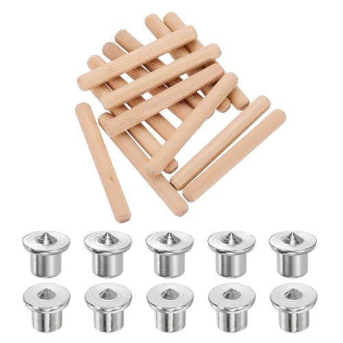 uxcell 150Pcs 3/8″x 3-1/8″ Wood Dowel Pins, Hardwood Straight Grooved Pin with 10Pcs Solid Hollow Dowel Tenon Center Transfer Plugs Set for Furniture Woodworking, DIY Project, Dowel Jig - size: 3/8″x 3-1/8″