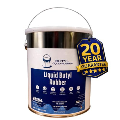 Best EPDM Liquid Butyl Rubber Roof Coating | Waterproof Roof Sealant | One Coat Application – No Primer Needed | Works on EPDM TPO Metal Fiberglass Concrete | 1 Gallon - White | Covers 50 Sq. Ft.