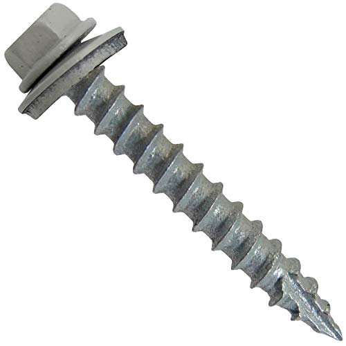 14 x 1-1/2" ABC Gray Metal Roofing Screws - Hex Washer Head- Self-Starting/Tapping - EPDM Washer. 3 X 250 Bags - 750 Screws - color: ABC GRAY, size: 1-1/2"