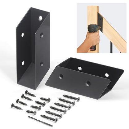 4 Pair(8pack) 35° Stair Stainless Steels Deck Railing Bracket Connectors, for 2x4 (Actually 1 ½" x 3 ½") Wood Deck Railing Post to handrail Connection (Matte Black) - size: Angles 35°