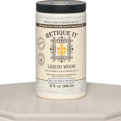 Retique It Liquid Wood - Real Wood Coating (32oz / Bleached) - color: 2 Bleached Wood, size: 32 Fl Oz (Pack of 1)