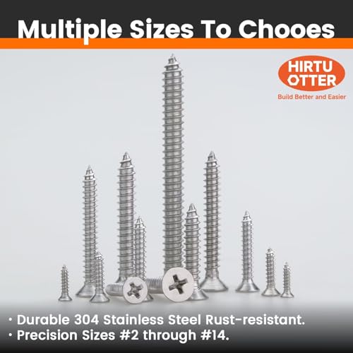 #4 x 1/2" (200 PCS) Stainless Steel Flat Self-Tapping Screws (ST2.9x13mm) - size: #4 x 1/2" (200 PCS)