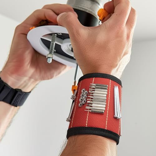 Magnetic Wristband for Tools 2 Pack, Strongest Wrist Magnet for Screws & Nails, Comfortable All-Day Wear, Gadgets for Men Who Have Everything, Gift for Dad Husband Handyman