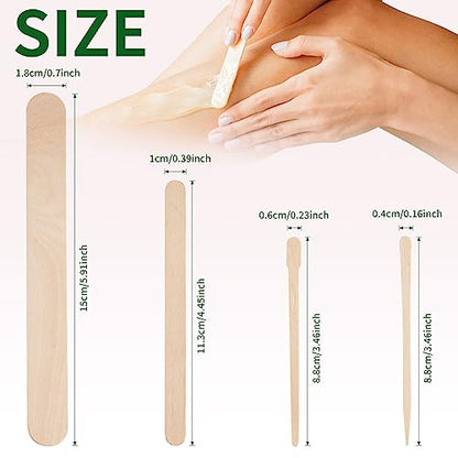 1000Pcs Waxing Sticks - 4 Style Assorted Wood Wax Sticks for Body Face Hair Removal, Eyebrow Lip Nose Small Waxing Applicator Sticks, Wax Spatula Applicator Wooden Craft Sticks