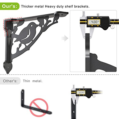 SELEWARE 4 Pack 10" Heavy Duty Shelf Brackets, Bird Decorative L Brackets - size: 10 Inch, style: Bird-4 pack