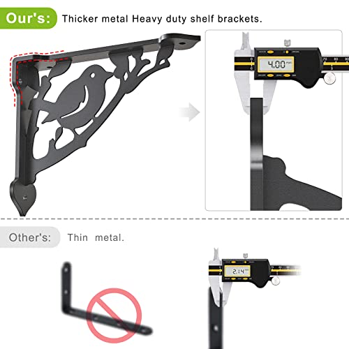 SELEWARE 4 Pack 12" Heavy Duty Shelf Brackets, Bird Decorative L Brackets - size: 12 Inch, style: Bird-4 pack