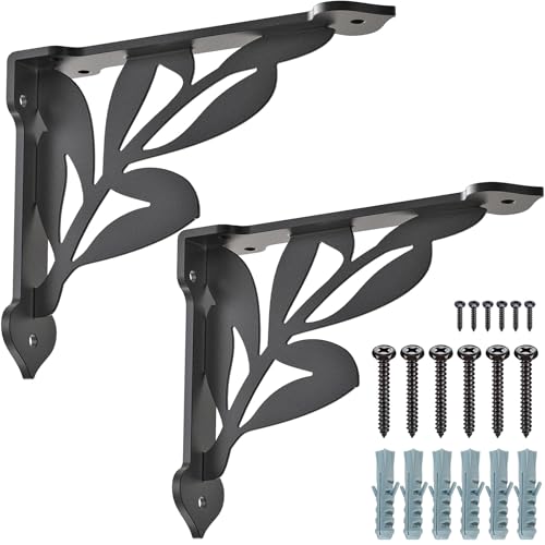 SELEWARE 2 Pack 12" Heavy Duty Shelf Brackets, Branch Decorative L Brackets - size: 12 Inch, style: Branch-2 pack