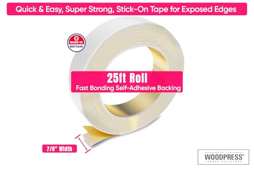 7/8" Matt White Peel & Stick Melamine Edge Banding, 25 ft - size: 7/8 inch