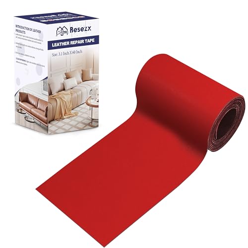 Besezx Leather Repair Patch Tape Kit, Self Adhesive Leather Repair for Furniture, Couch, Sofa, Car Seats,Office Chair,Vinyl Repair Kit.3.1inx60in - color: Deep red, size: 3.1 in x 60 in
