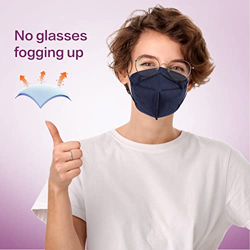 Miuphro 50 Pack Cup Dust Safety Disposable Masks, KN95 5-Layer Foldable Masks - color: Purple