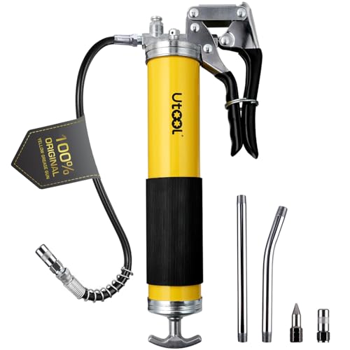 UTOOL 8000 PSI Heavy Duty Pistol Grip Grease Gun Kit, 14 oz Capacity - size: 7PCS