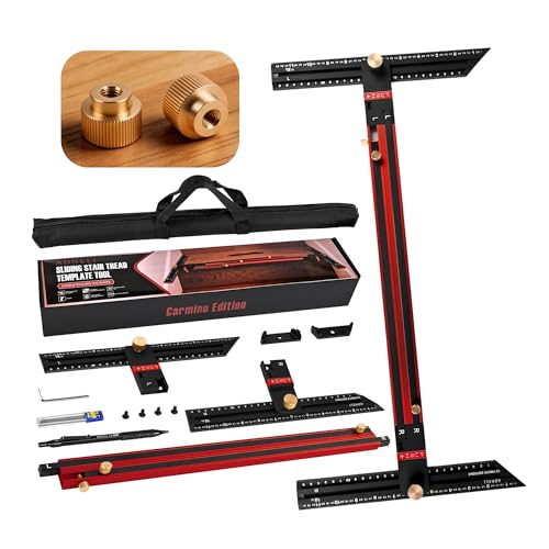 Stair Tread Template Tool (Red/Black) Stair Tread Measuring Tool - Stair Tread Jig - Stair Tread Gauge - Modern Stair Template Tool - color: RED/BLACK