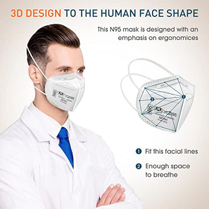 YQ YICHITA N95 Mask NIOSH Approved 25-Pack, Particulate Respirator N95 Face Masks Universal Fit - Individually Wrapped - color: 25 Pack - White