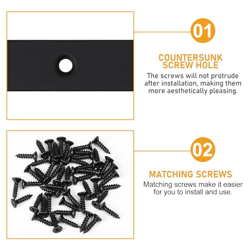 Flat Straight Braces, Black Mending Plate, Heavy Duty Metal Straight Brackets, Repair Joining Bracket, Repair Plates Fixing Bracket Connector for Wood, Furniture, with Screws