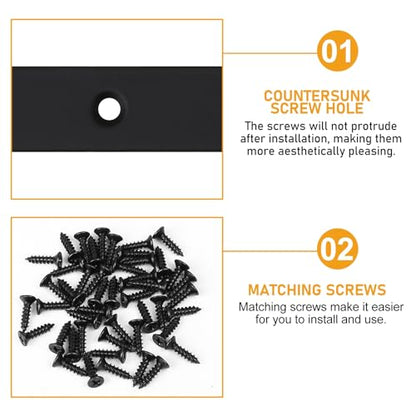 Flat Straight Braces, Black Mending Plate, Heavy Duty Metal Straight Brackets, Repair Joining Bracket, Repair Plates Fixing Bracket Connector for Wood, Furniture, with Screws