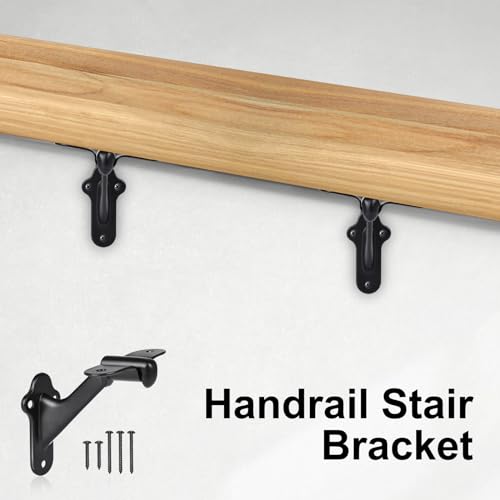 RealPlus Handrail Stair Brackets 3pcs Heavy Duty Hand Rail Bracket with Screws for Stairways Staircase Railing Bracket (Matte Black) - color: Matte Black
