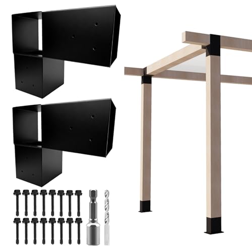 6x6 Pergola 2-Way Brackets,L-Shaped Corner Angled Design 4Pack - size: 6x6