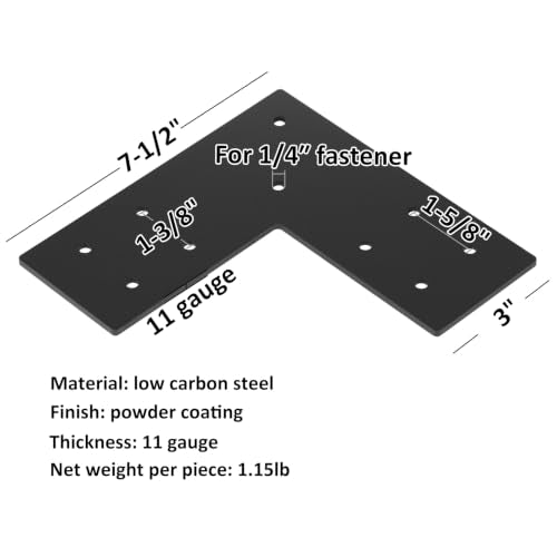 heneng 4 Pcs Flat Mending Plates for 4x4 Post,11 Gauge - size: 3mm/11 Gauge Thick