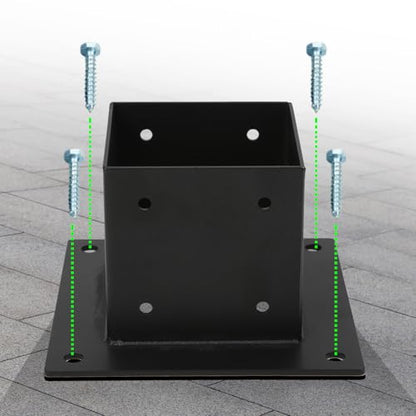Post Base, 4 x 4 inch Wood Fence Post Anchor Base, Heavy Duty Powder-Coated Steel Post Bracket with Screws, for Deck Porch Railing (10 Pack Post Base 4x4") - size: 10 Pack Post Base 4x4"