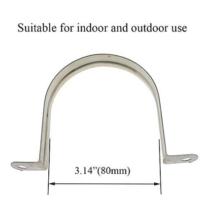 Hahiyo Two Holes Pipe Tube U Bracket Clamps 80MM Heavy Duty No Rust Shiny Strong Resist Wind No Sharp Rigid Strap Clip Conduit Ring 304 Stainless Steel for Fixing Supporting Decorating 7pcs - size: 80mm inside diameter