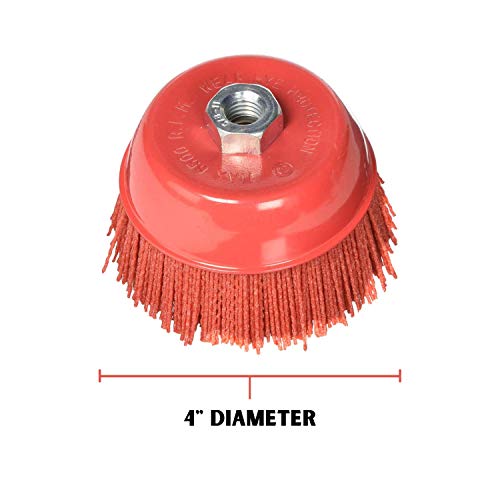 AL's Liner Abrasive 180 Grit Nylon Bristle Cup Brush - 4 Inch - Safe for Use on Metal, Wood, Aluminum and Plastic Surfaces (TOOR4) - size: 4"