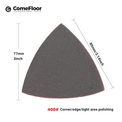 Triangular Diamond Polishing Pads for Corner Edge, Electroplated Sanding Pads for Oscillating Multi-Tools, 3’’(80mm), Grit 400, 4PCS - style: 400#
