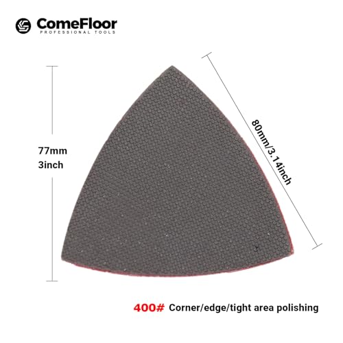 Triangular Diamond Polishing Pads for Corner Edge, Electroplated Sanding Pads for Oscillating Multi-Tools, 3’’(80mm), Grit 400, 4PCS - style: 400#