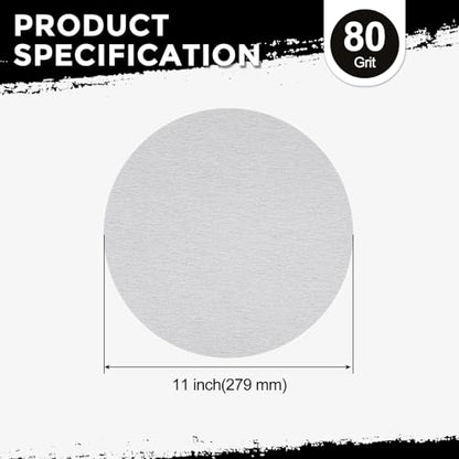 50Pcs Sanding Discs 11In 80Grit Hook and Loop Sandpapers White - color: White, size: 11 Inch(80 Grit)