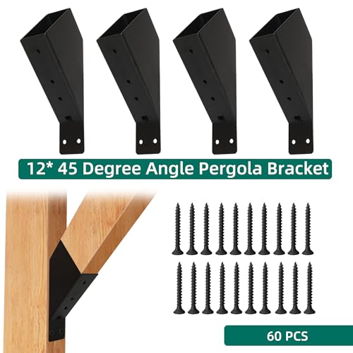12 PCS 45-Degree Angle Pergola Bracket Angle Support Bracket Pergola Brace