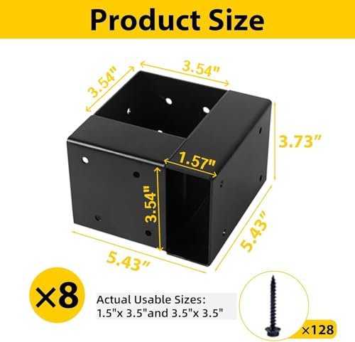 Workbench Bracket Kit, 8Pcs 3-Way Steel Brackets Fit 2x4 & 4x4 Wood