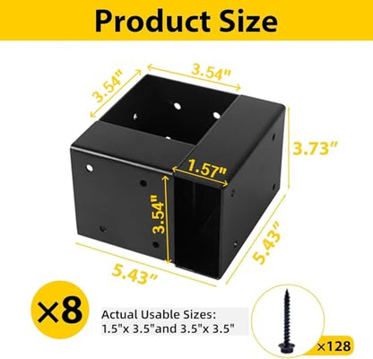 Workbench Bracket Kit, 8Pcs 3-Way Steel Brackets Fit 2x4 & 4x4 Wood