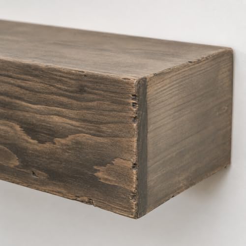 Fireplace Mantel, Rustic, Shelf, Floating Mantle, Real Wood, Beam, URBANDI (Grey, 36Lx6Hx8D) - color: Grey, size: 36Lx6Hx8D