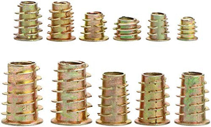 165PCS Threaded Inserts Nuts, Wood Insert Assortment Tool Kit, M4/M5/M6/M8 Furniture Screw in Nut Inserts Metric Bolt Fastener Hex Socket Drive for Wood Furniture Assortment
