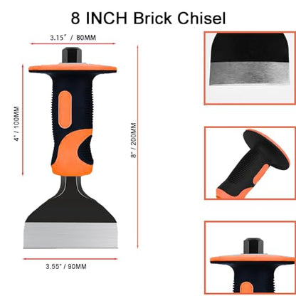 Masonry Chisel Set,3 Piece Heavy-Duty Point, Flat and Brick Chisels