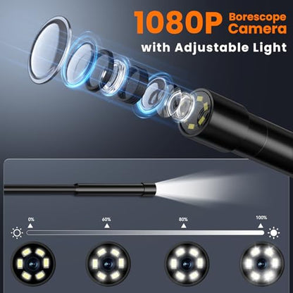 KIRFEIHT Endoscope Camera with Light - Industrial Borescope with 32GB Card - style: Single Lens