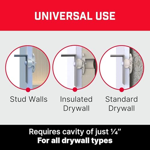 Bullfix Drywall Anchors and Screws Kit - Holds 255lbs - 96 Pack - size: 96 Pack