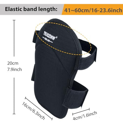 Heavy Duty Knee Pads, Professional Work Gear for Man, Black Fabric, Adjustable Straps