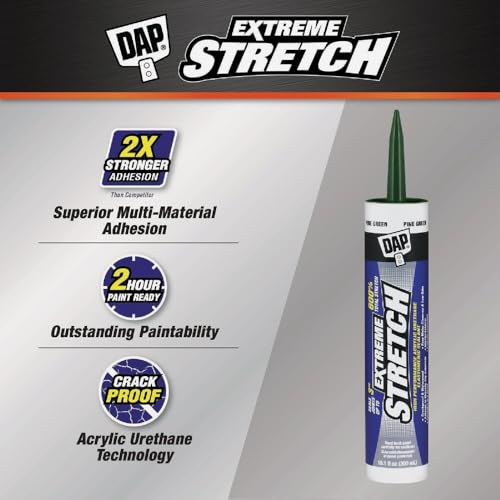 DAP Extreme Stretch Acrylic Urethane Premium Elastomeric Sealant, Pine Green, 10.1 Oz (7079818709) - color: Pine Green, size: 10.1 Fluid ounce