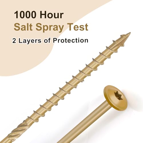 Lag Screws 5 Inch, Structural Wood Screw #14x 5, 50-PCS Heavy Duty Construction Screw, Rust Resistant, Washer Head, Black Coated Exterior Wood (50, Bronze, #14 x 5) - color: Bronze, size: #14 x 5"