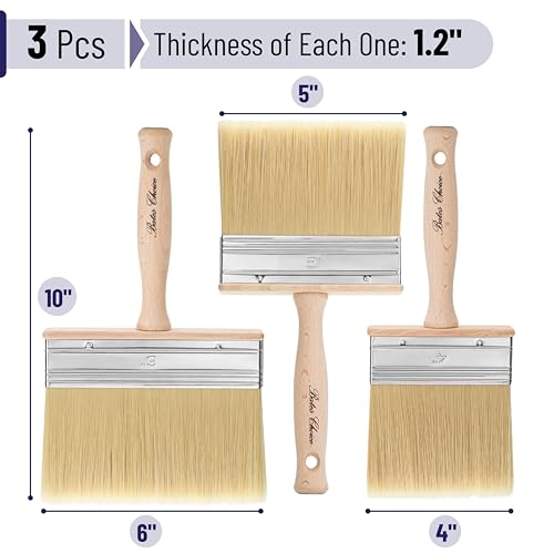 Bates- Deck Stain Brush Set, 4", 5", 6", 3 Pack, Wooden Handle Brushes