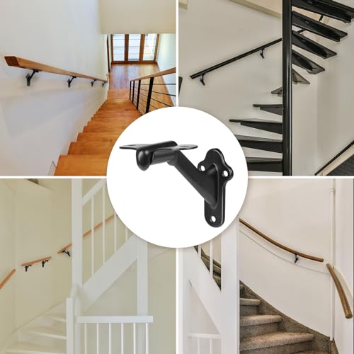 RealPlus Handrail Stair Brackets 3pcs Heavy Duty Hand Rail Bracket with Screws for Stairways Staircase Railing Bracket (Matte Black) - color: Matte Black