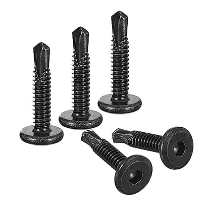 uxcell 100pcs Hex Socket Self Tapping Screws #10 x 1, 410 SS, Black - color: Black, size: #10 x 1"