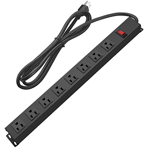 HHSOET Heavy Duty Long 8 Outlets, 14AWG Extension Cord, Black, 6FT, 1 - size: 6ft