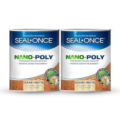 SEAL-ONCE Nano+Poly Wood Sealer and Waterproofer, Clear, 2 Gallon - color: Clear, size: 2 Gallon
