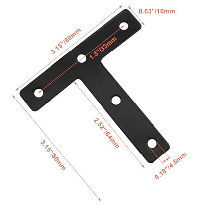 Bivethoi T Shape Flat Mending Plates, 80 x 80mm (3.15" x 3.15"), Black - size: 80x80mm/3.15"x3.15", style: T shape