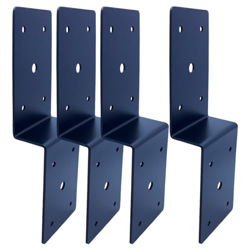 4 PCS Heavy Duty Steel Z Brackets Post to Beam Support,Wood Shelves Fixing Lumber Connector Pergola Hardware Brackets,Thickness 3mm (Z Brackets (5.1x5.1x3.2)) - size: Z Brackets (5.1x5.1x3.2")
